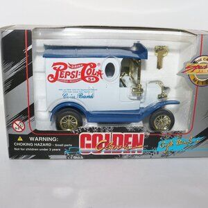 Golden diecasts Pepsi cola truck bank with key and box